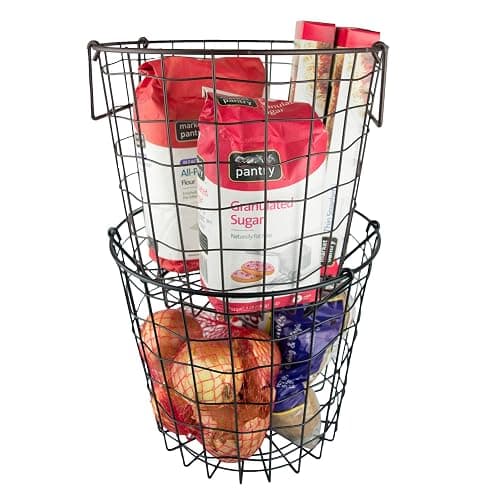 DII Metal Wire Mesh Stackable Utility Storage Bin, Small Round, 12x12x10", Black thumbnail 7