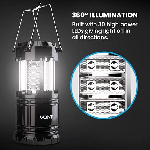 2 Pack LED Lantern Flashlights - Camping Lantern - Collapses - Suitable for: Hiking, Camping, Emergencies - Lightweight - Water Resistant thumbnail 6