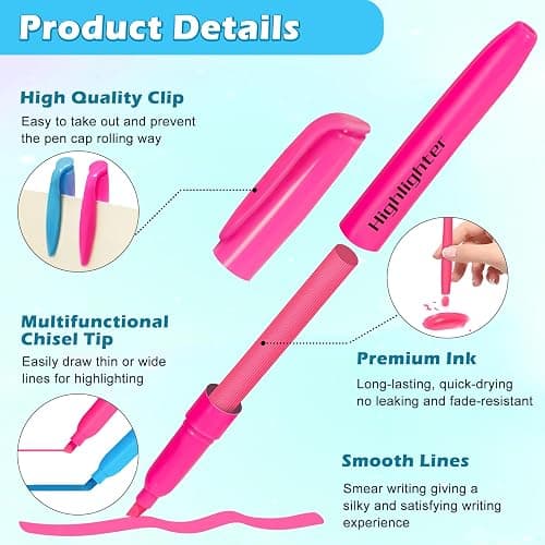 Duchong 30 Count Highlighters, Chisel Tip Dry-Quickly Highlighter Markers, Highlighters Assorted Colors for Adult Kids, Office Classroom Must Have, School Supplies for Teachers thumbnail 5