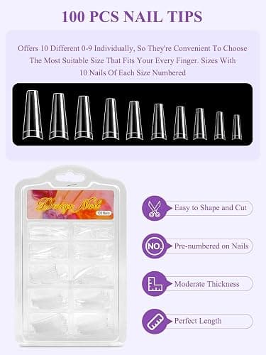 Yokilly Acrylic Nail Kit for Beginners: Acrylic Powder Set 3 Colors Pink White Clear Nail Powder - Nail Set with 100PCS Nail Tips Nail Art Brush Nails Extension Starter Kits for Home Salon thumbnail 5