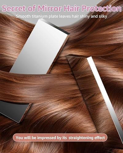 7MAGIC 1.7" Wide Hair Straightener, Nano Titanium Flat Iron for Wet & Dry Hair, Flat Iron Hair Straightener with 5 Temp, MCH Fast Straightening Iron, Hair Iron with Dual Voltage, Pink thumbnail 8