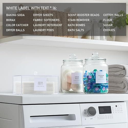 Glass Jars and Dryer Sheet Holder, Dispenser Set with Lids and Labels, Containers for Laundry Room Organization and Storage, Half Gallon Airtight Glass jars, Acrylic Storage Box for Laundry supplies, thumbnail 5