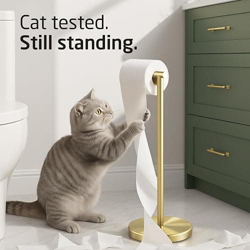 KES Gold Toilet Paper Holder Free Standing SUS 304 Stainless Steel Rustproof Pedestal Lavatory Tissue Roll Holder Floor Stand Modern Brushed Gold Finish, BPH283S1-BZ thumbnail 5