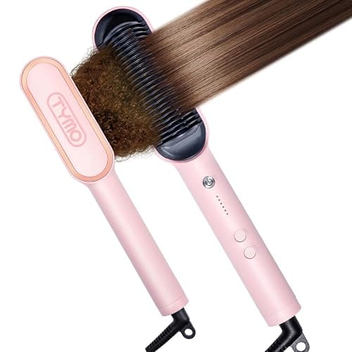 TYMO Ring Hair Straightener Brush, 2-in-1 Straightening Brush & Hot Comb | 20s Fast Heat, 5 Temp Settings & Anti-Scald, Perfect for Professional Salon at Home, Sakura Pink - Image 1