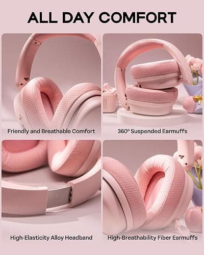 EPOMAKER X Aula G7 Pro Wireless Gaming Headset, Dual Mode BT5.3 & 2.4GHz, 7.1 Surround Sound, 80+ Hour Battery, RGB Light, with Noise Canceling Mic for PS5, PS4, Switch, PC (Pink) thumbnail 4