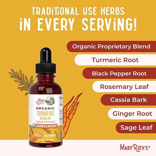 MaryRuth Organics USDA Turmeric Gold Liquid Drops | Herbal Blend | Turmeric Curcumin | Black Pepper | Cassia Cinnamon Bark | Ginger Root | Immune Support | Non-GMO Project Verified | Vegan | 1oz thumbnail 7