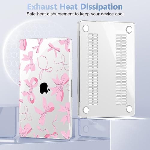 May Chen Compatible with M4 MacBook Air 15 Inch Case 2025 2024 2023 A3241 A3114 A2941 M3 M2 with Liquid Retina Display & Touch ID, Protective Plastic Hard Shell Cover - Pink Bows thumbnail 5