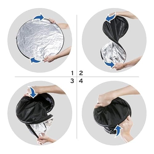 Etekcity 24" (60cm) 5-in-1 Photography Reflector, Multi-Disc Light Reflectors for Photography, Collapsible with Bag - Translucent, Silver, Gold, White and Black - 24 Inch thumbnail 4