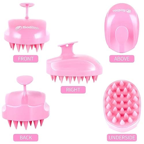 Scalp Massager Shampoo Brush, Hair Scalp Scrubber Shower Hair Brush Head Massager for Stress Relax Hair Growth, Dandruff Brush Scalp Exfoliator for Women Men Kids Pets, Pink thumbnail 2