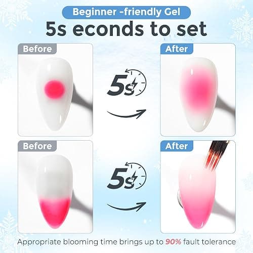 Luckyfairy Blooming Gel Nail Polish Clear: 15ml Nail Blooming Gel Uv Led Blossom Nail Art Accessories Stuff for Spreading Effects, Marble Watercolor Spring Floral Print Nails Art Design Magic Gift thumbnail 4