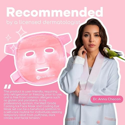 Medi Grade Face Ice Pack and Cooling Eye Mask Set, ChillGel Gel Mask, Pink | Ice face mask and gel eye mask for puffy eyes and dark circles, cooling self care with storage bag thumbnail 4
