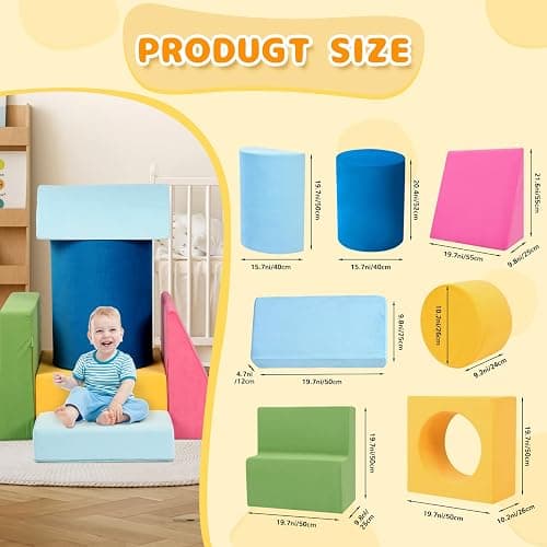 Edbuosy Toddler Climbing Toys Indoor, 7-Piece Colourful Foam Climbing Blocks, Soft Play Climbing for Toddlers, Modular Crawling & Sliding Play Set for Toddlers 1-3 Years Old thumbnail 2