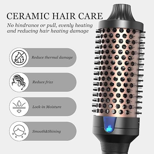 K&K Thermal Brush Heated Round Brush - Blowout Look Volumizer with 1.7 inch Heated Round for Hair Styler Tool Hair Straightener and Curler 2 in 1 Dual Voltage Temperture Contronal (Black, 1.77 Inch) thumbnail 5