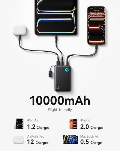 INIU Portable Charger, Ultra Slim 10000mAh 45W PD Power Bank, USB C in&Out Fast Charging Battery Pack, Travel Essential Phone Powerbank Compatible with iPhone 17 16 15 Samsung S22 S21 Google iPad etc thumbnail 5