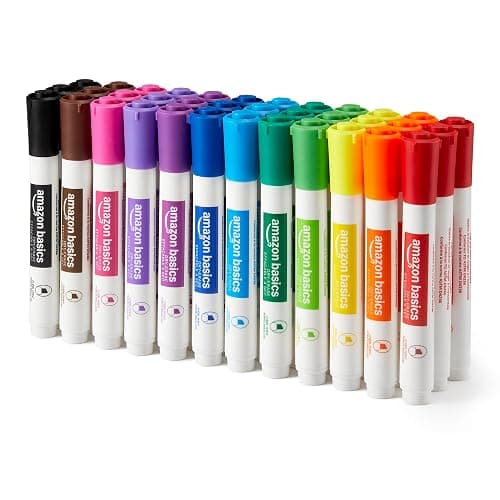 Amazon Basics Low-Odor Dry Erase Whiteboard Markers, Chisel Tip, 12 Assorted Colors, 36 Count - Image 1