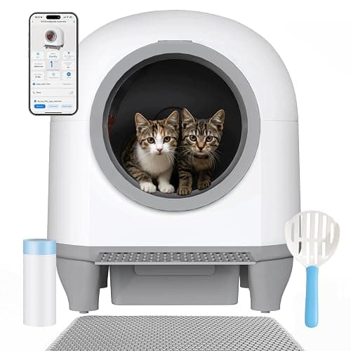 Lettiera Gatto Autopulente con APP, Lettiera Autopulente per Gatti da 90 L con Cassetto Feci da 8,5 L per Oltre una Settimana, Sistema Profumato e Sensore Radar, Adatta a Famiglie con Più Gatti. - Image 1