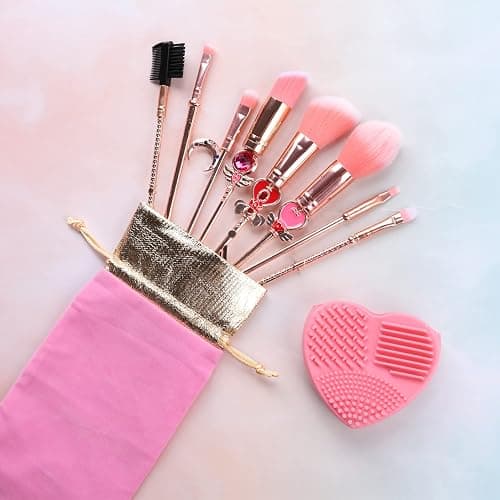 Makeup Brushed Set 8PCs Sailor Moon Magical Girl Golden Cosmetic Brush Tool Pink Eyeshadow Brushes Eyeliner Eyebrow Essential Cosmetic Brush Kits thumbnail 2