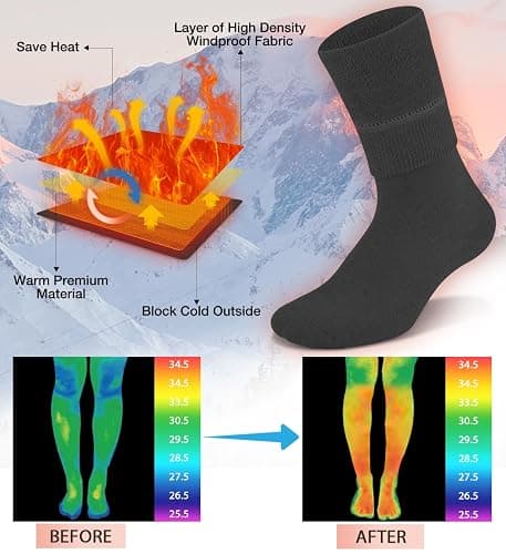 BLONGW Warm Thermal Boot Socks for Women - Knee High, Winter, Running, Hiking, Gifts - Thick Socks for Cold Weather thumbnail 3