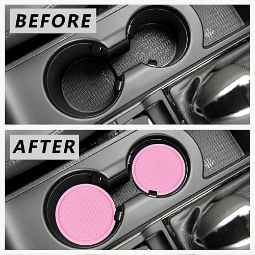 ZSDY Car Cup Coaster, 4PCS Universal Auto Non-Slip Cup Holder Embedded in Ornaments Silicone Coaster, Car Interior Accessories Sets, Pink thumbnail 3