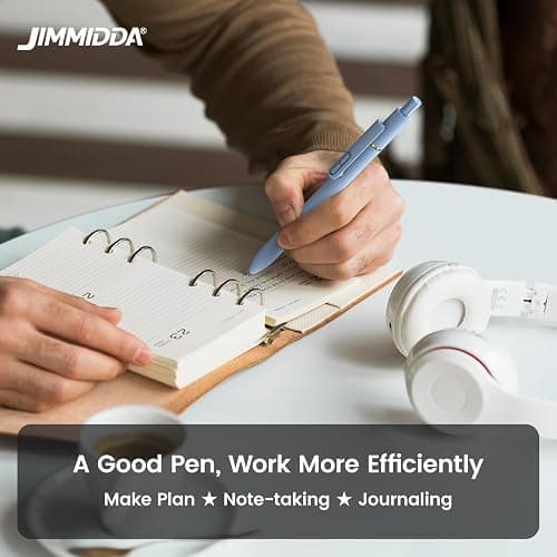 JIMMIDDA 8Pcs Black Gel Pens - 0.7mm Medium Point Black Ink Pens | Smooth Writing - Quick Drying Retractable Pen for Men Women (Morandi - 8Pcs) thumbnail 7