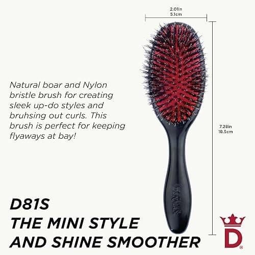 Denman Boar Bristle Hair Brush – Smoothing & Shine Enhancing for Slick Back Styles, Curl Defining & Detangling. Hairbrush with Natural Bristles for all Hair Types for Women & Men thumbnail 2