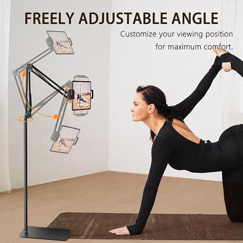 Tablet Floor Stand & Kindle Holder, Overhead Bed Reading Stand with 360° Rotatable Clamp and Height Adjustable Flexible Long Arm, Compatible with Kindle, iPad mini/Air/Pro, and 4.7-14 Inch Devices thumbnail 7