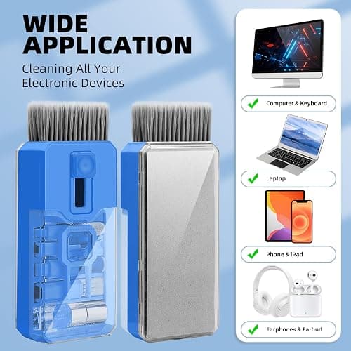 Ordilend Keyboard Cleaning Kit Laptop Cleaner, All-in-One Computer Camera Cleaning Kits Brush Tool, Multi-Function PC Electronic Cleaner for iPad iPhone Pro Earbuds Camera Monitor with Patent, SkyBlue thumbnail 5