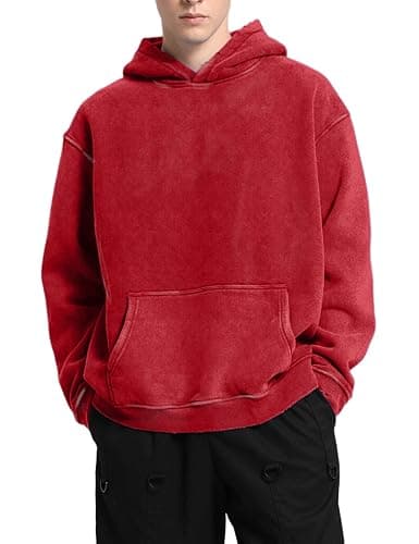 FAIABLE Mens Hoodies Oversized Unisex Acid Wash Hoodie Heavyweight Fleece Vintage Cotton Sweatshirt Men Women Streetwear thumbnail 2