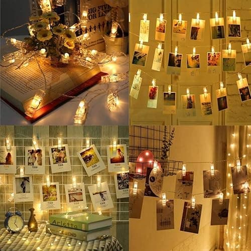 Dopheuor Photo Clip String Lights LED Battery Operated Starry Fairy Copper String Lights with Clips Warm White for Pictures Bedroom Wall Patio Halloween Thanksgiving Christmas Party Wedding Décor thumbnail 4