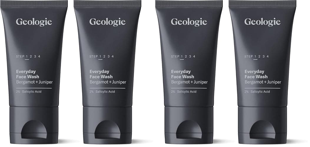 Geologie 2% Salicylic Acid Face Wash Bergamot + Juniper Scent | Facial Cleanser for Men & Women | Acne & Oil Control | Deep Cleansing & BHA Exfoliating Face Wash | 4-Pack - Image 1