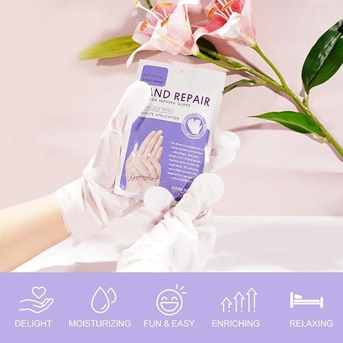 Liefiet Hand Peel Mask Moisturizing Gloves 5Pack, Hydrating Hand Masks Repair Dry Cracked Hands, Skin Moisturizer for Soft and Smooth Touch thumbnail 4