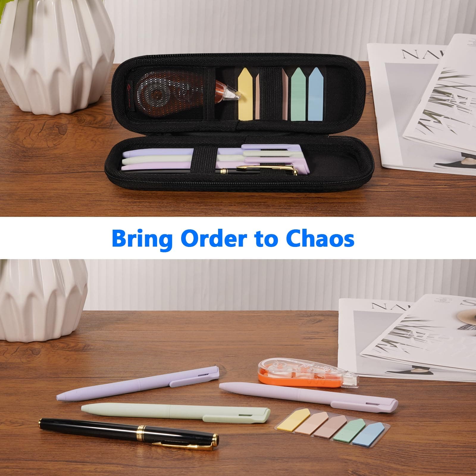 FINPAC Hard School Case, EVA Pencil Case for Office, Pen Organizer, Pen, Stylus Pen (Pens Not Included),, blackone, S, Fashion thumbnail 3