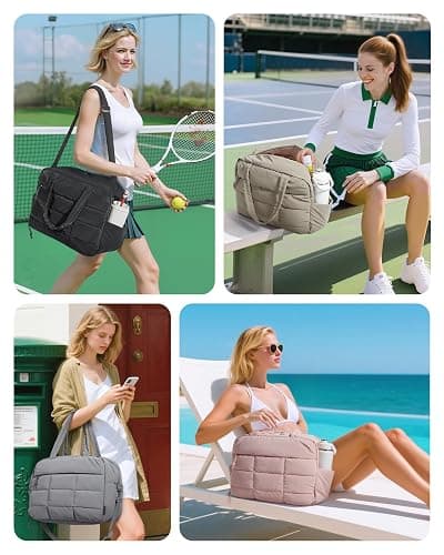BAGSMART Small Gym Bag for Women, 23L Carry on Travel Duffle Bag, Water-resistant Weekender with Shoe Compartment, Camel thumbnail 8