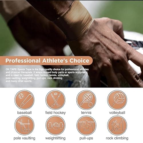 OK TAPE 4 Rolls Athletic Tape, Sports Tape for Injuries, Rigid, Easy Tear Medical Tape, Wrist Tape, No Sticky Residue | Secure Ankle, Finger, Knee- 1.5inch x 11yards (Beige) thumbnail 7
