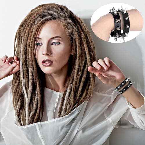 2PCS Spiked Bracelets Black Emo bracelets for Men Women Adjustable Halloween Rock Braided Rivets Wristband Goth Bracelet Punk Accessories thumbnail 6