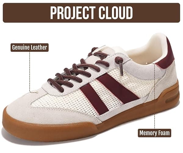 Project Cloud 100% Genuine Leather Casual Sneakers for Women - Memory Foam Insoles - Womens Shoes & Lightweight Women's Fashion Sneakers - Slip On Shoes for Women Footwear (Verdy) thumbnail 3