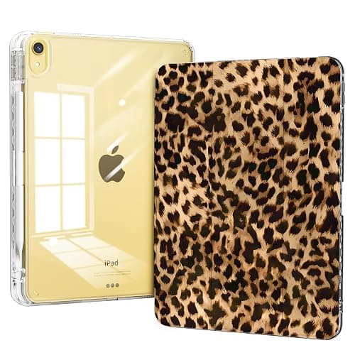 Piznernico Case for iPad 11th Generation A16 Chip 2025, Slim iPad 10th Generation Case 10.9-inch 2022, Trifold Stand, Protective Transparent Clear Back Cover with Pencil Holder, Brown Leopard - Image 1