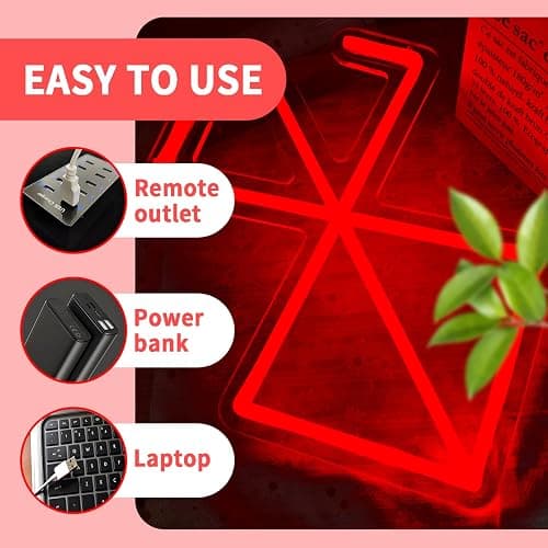 Brand of Sacrifice Neon Sign Anime Neon Light Up Sign for Wall Decor Dimmable LED Signs for Room Man Cave Bedroom Bar Party Neon Wall Decoration Gifts for Men - White+Red thumbnail 6