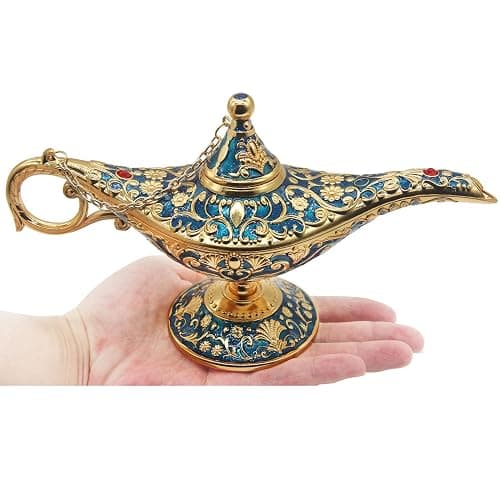 AVESON Classic Vintage Aladdin Magic Genie Costume Lamp Home Table Decoration & Gift, Golden Blue thumbnail 4