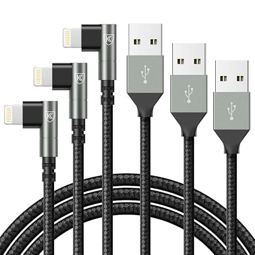 90 Degree iPhone Charger 6FT [Apple MFi Certified] 3Pack Lightning Cable | 6Feet Right Angle Nylon Braided USBA to Lightning Cable for iPhone 14/13/12/11/Pro/Max/Mini/X/Plus/8/7/6/5S/Plus/iPad - Image 1
