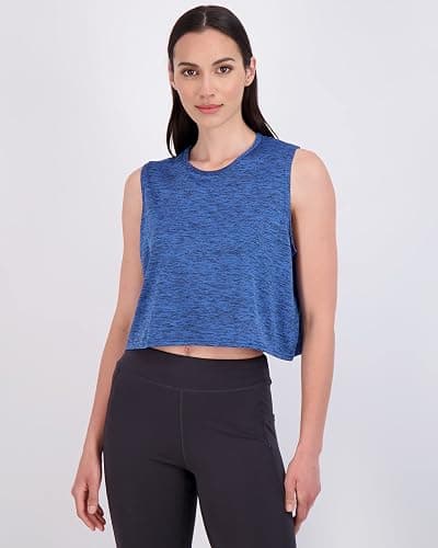 Real Essentials 5 Pack: Women's Dry Fit Crop Summer Tank Top - Gym Yoga Workout Sports Tee (Available in Plus Size) thumbnail 2