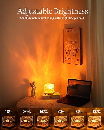 Deogos Lava Lamp,5.1 inch Ocean Wave Projector Light Northern Lights Cube Aurora Glow Sunset Lamp,16 Colors Gradual Rotating with Remote Control for Bedroom Living Room and Game Room Decor thumbnail 3