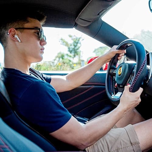 CAR PASS Bling Diamond Leather Steering Wheel Cover, Studded Crystal Rhinestones Universal Fit 14" 1/2-15" Crystal Glitter for Women Sparkle Girl Fit Suvs,Vans,Sedans,Cars,Trucks, Hot Pink Diamond - Hot Pink Diamond thumbnail 3