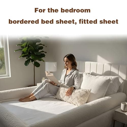 BEUDUOQI The World's First Bordered Bed Sheet-Bed Sheet with Border, Bordered Fitted Sheet Padded Zippered Edges for Cozy, Comfort Secure, Breathable, Machine Washable, Easy Setup,47.2 * 78.7in thumbnail 2
