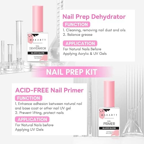 Makartt Nail Dehydrator and Primer Set: Acid Free Air Dry Nail Prep Dehydrate and Hema Free Nail Primer Professional Long-lasting for Acrylic Nails Powder UV Gel Polish(15ML/0.5 oz) thumbnail 2