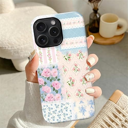 COTAIL Case Designed for iPhone 16 Pro, Hybrid 2-Layer Case, Military-Grade Protection Durable Shockproof Anti-Scratch Phone Case, Floral Lace Patchwork thumbnail 2