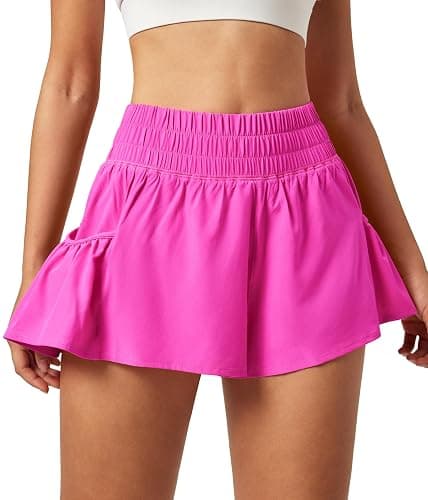 IUGA Women's Athletic Shorts High Waisted Flowy Shorts for Women Quick Dry Workout Running Shorts with Pockets - Image 1