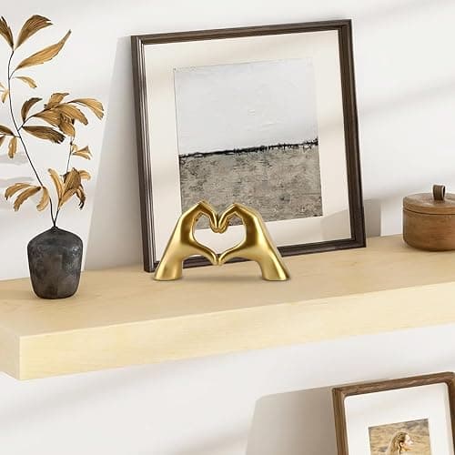 Small Heart Hands Sculpture Gold Home Decor Unique Love Statue Ornament for Living Room, Bedroom, Bookshelf, Office, Coffee Table, Wedding Gift thumbnail 5