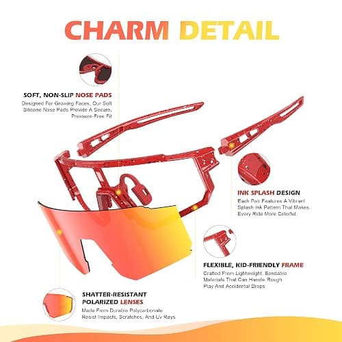 Fanshen Youth Baseball Sunglasses for Kids - Polarized Sunglasses Softball Cycling for Boys Girls Ages 3-12 UV Protection thumbnail 6