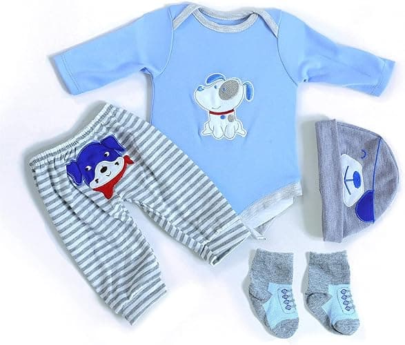 MAIHAO Reborn Baby Doll Clothes for 17-22 Inch Newborn Baby Dolls Clothing Boy Outfit Accessories【Puppy Pattern 4pcs Set 】 - Image 1